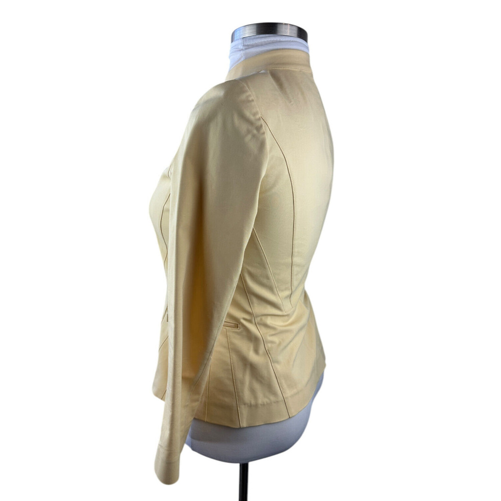 Lafayette 148 New York Pleated Stretch Full Zip Fitted Yellow Jacket Size 6 - Picture 12 of 16